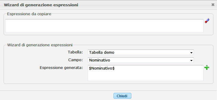 Wizard di generazione espressioni sui dati in tabella