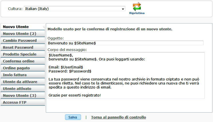 Modelli email