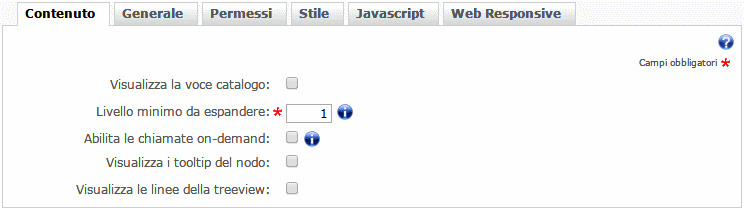 Configurazione visualizzazione categorie