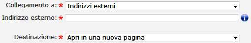 Tipo di collegamento a pagina di un sito esterno