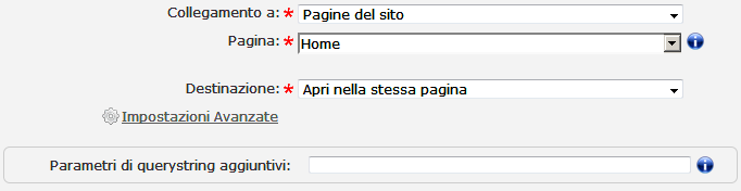 Tipo di collegamento a pagina del sito