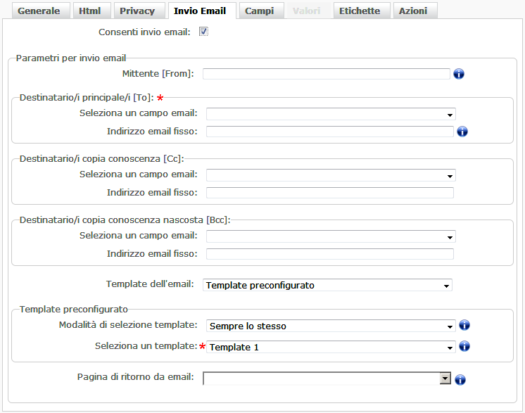 Scheda Privacy tabelle - acquisizione