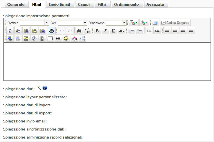 Spiegazione delle funzionalità in Tabelle utente - Gestione